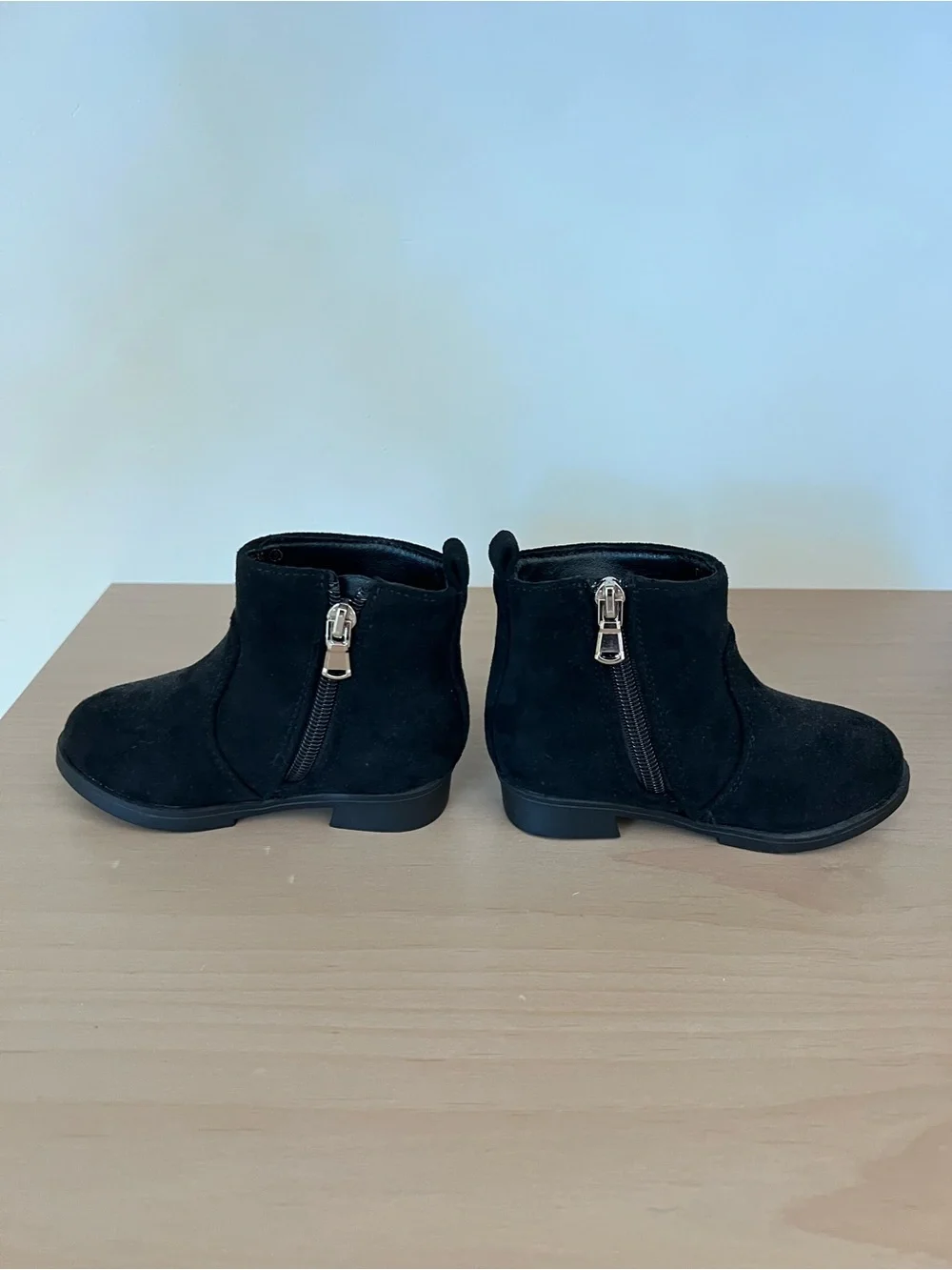 Toddler girls Black Suede Bow Ankle Boots
